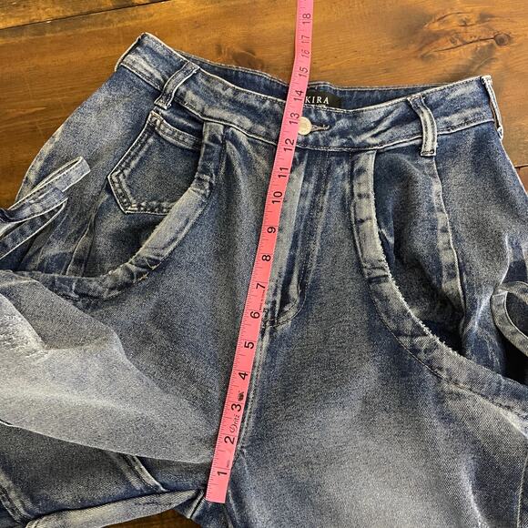 Akira ride the wave wide leg denim jeans Acid Wash Women's Size 27 5 Grunge Rave - Picture 12 of 14